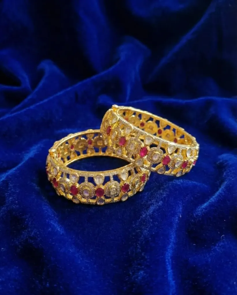 [TDB0004] Rajwada Kundan Ruby Silver Kada