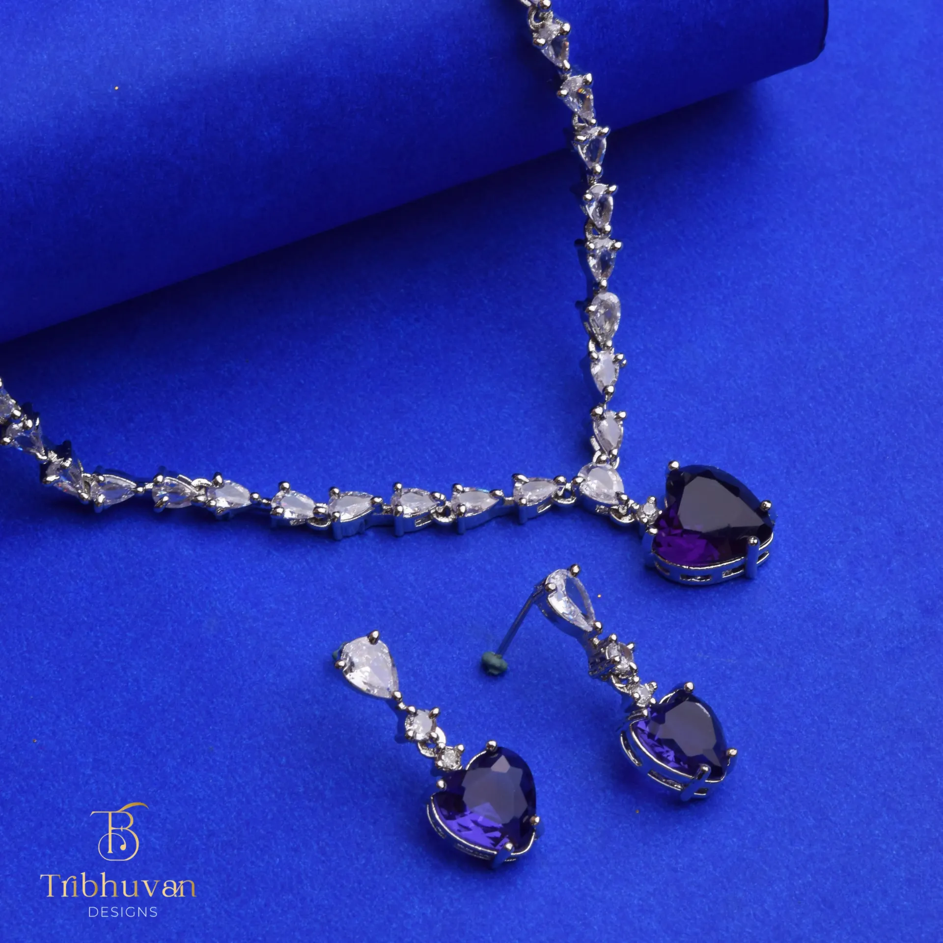 Midnight Amethyst Heart Necklace Set
