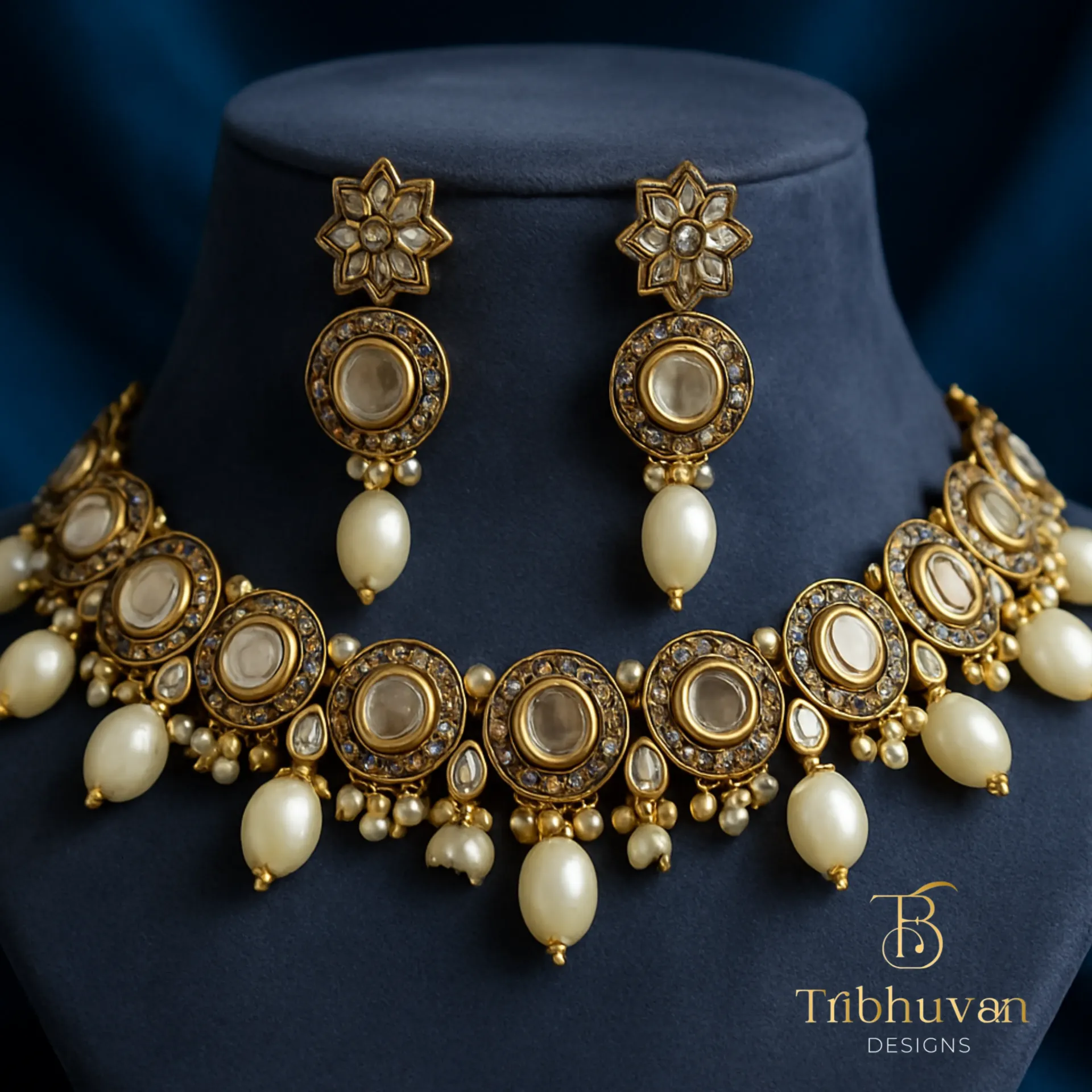 Regal Pearl Kundan Choker Set