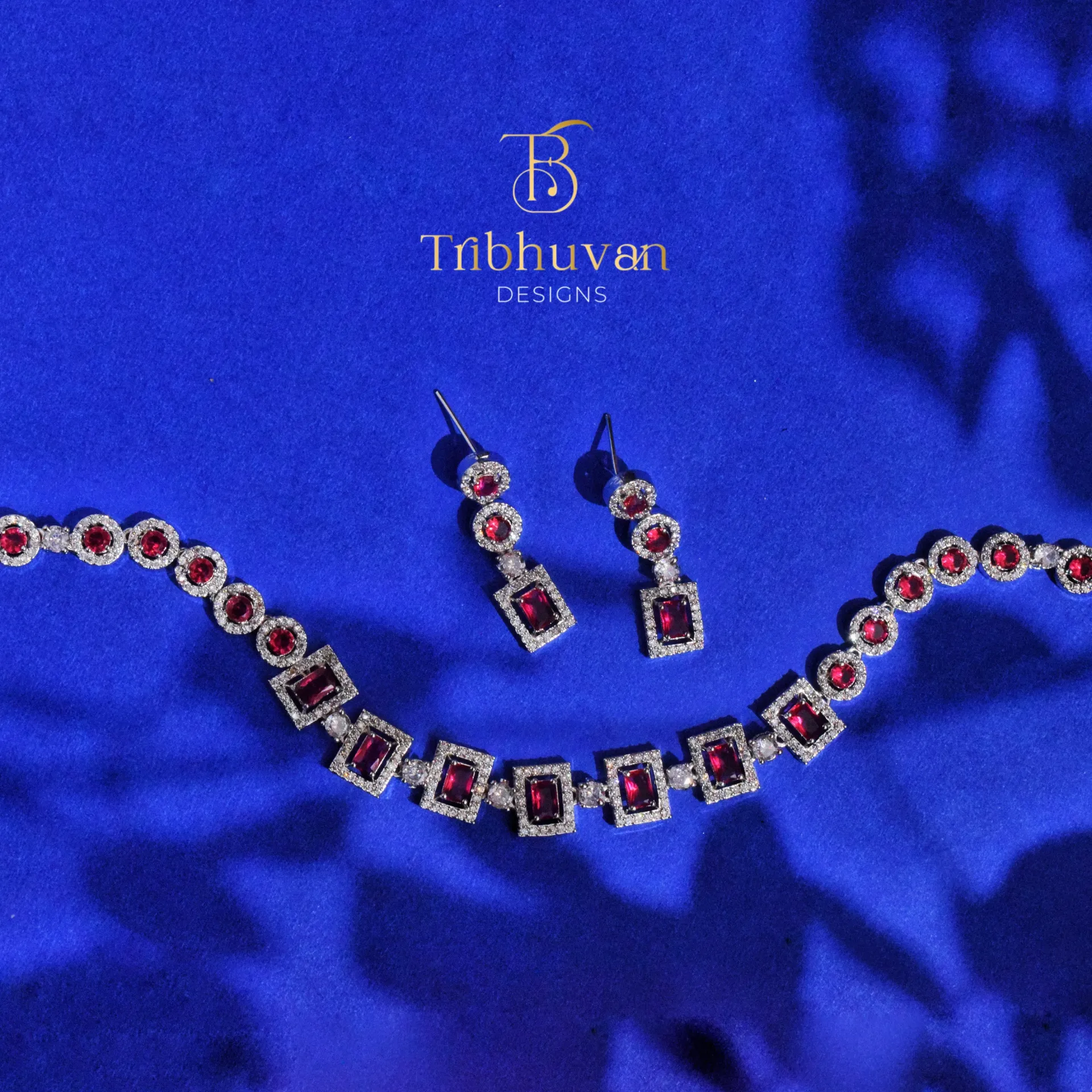 Ruby Glow Tennis Necklace Set