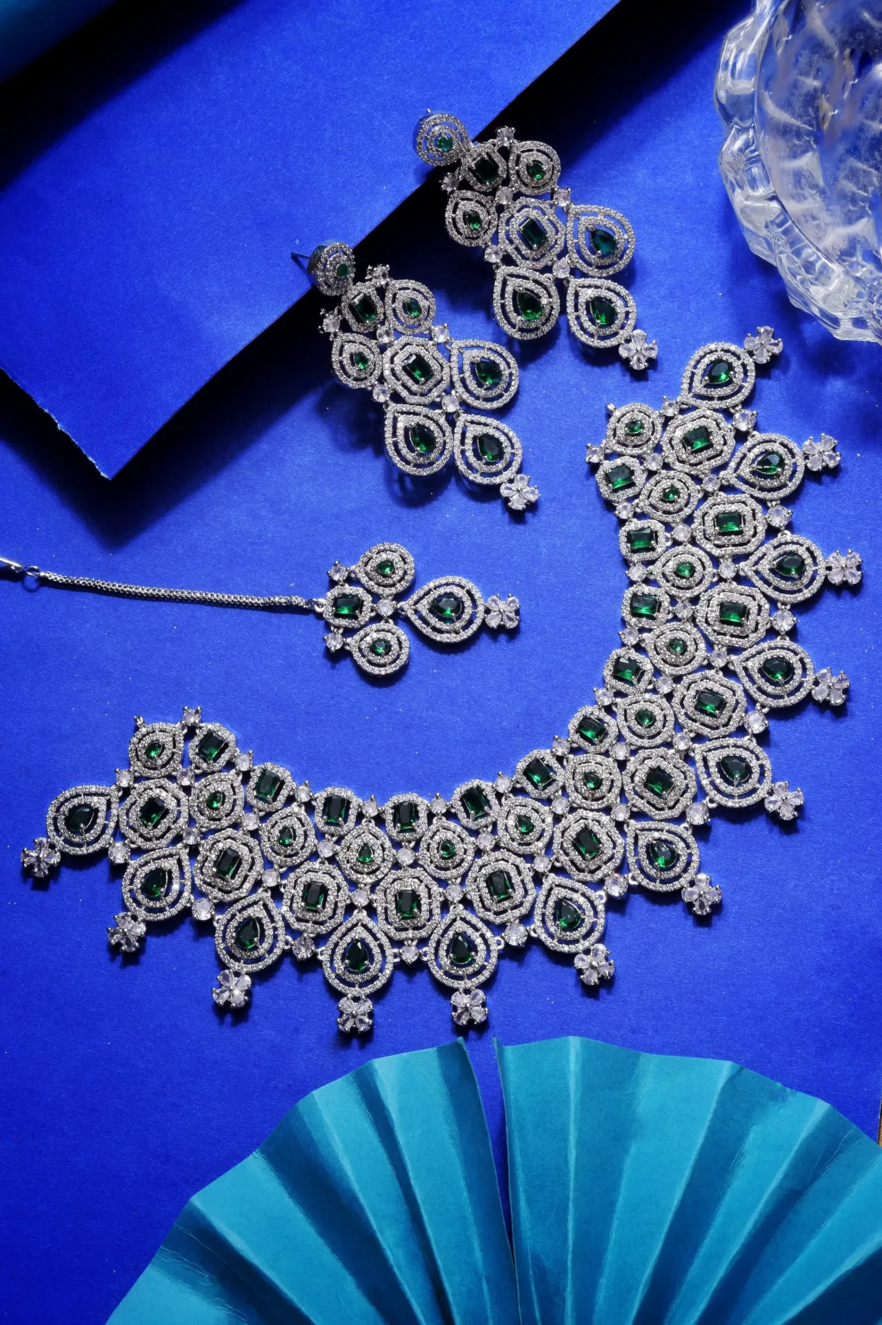 Emerald Royale Diamond Look Necklace Set