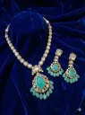 Aqua Polki Pendant Necklace Set