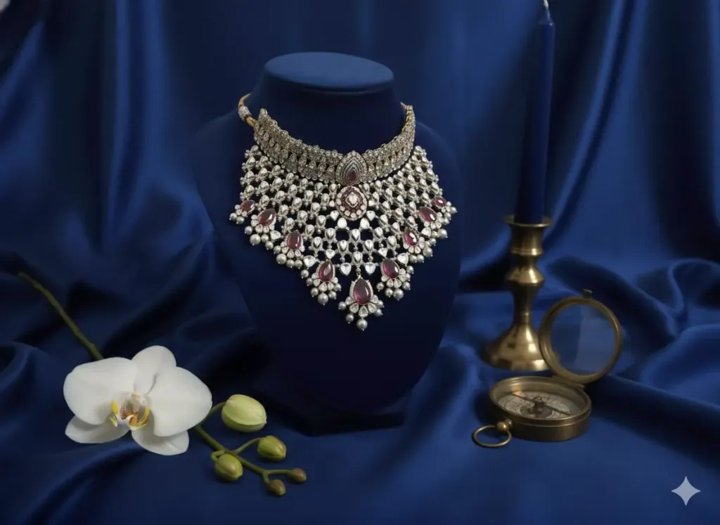 Ruby Cascade Polki Bridal Choker