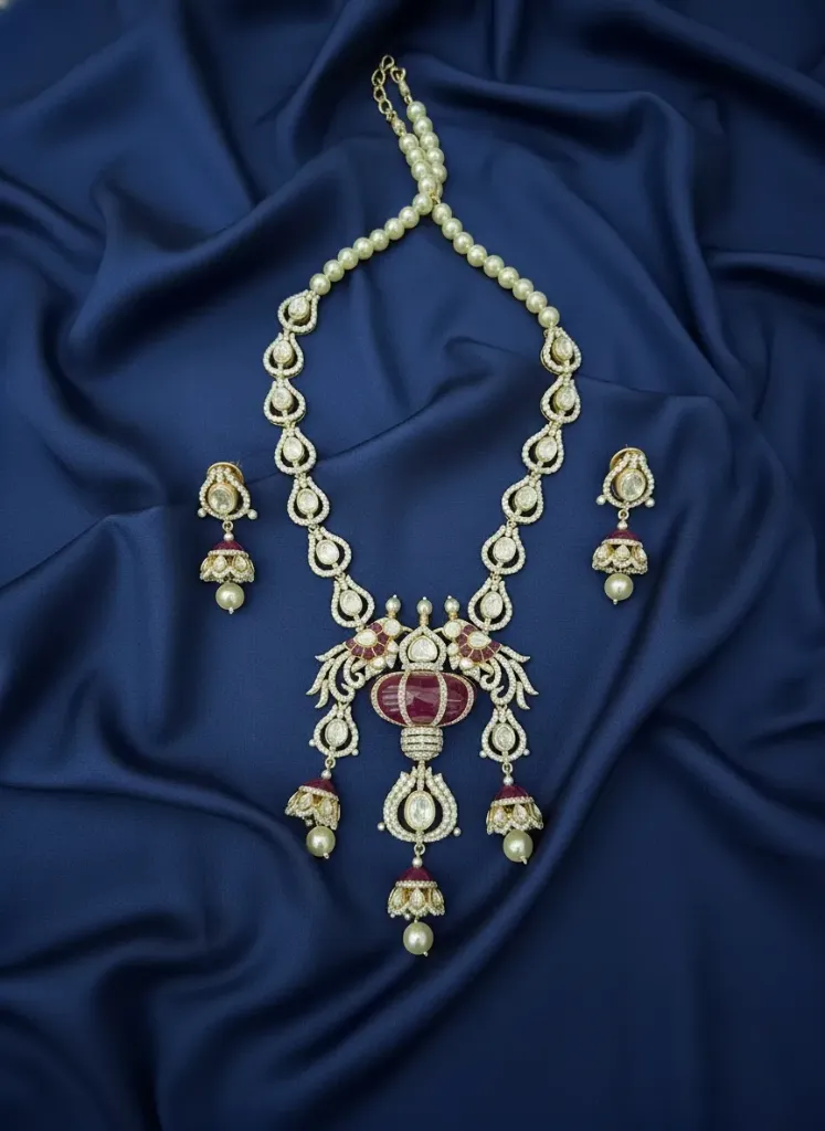 Rajwada Jhumar Polki Necklace Set