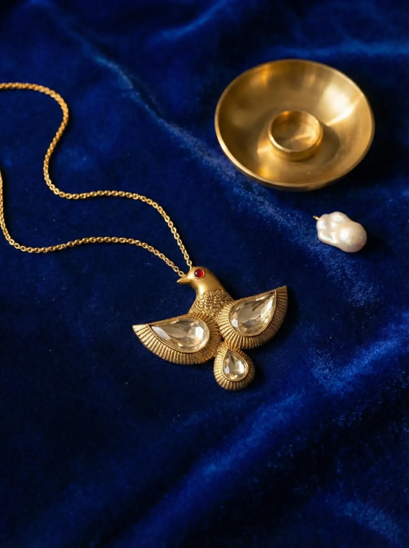 Suvarna Pakshi Polki Pendant Necklace