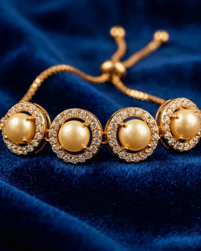 [TBD0003] Aurelia Pearl Halo Silver Bracelet